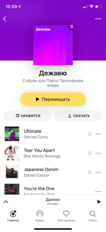las listas de reproducción inteligentes "Yandex. música "