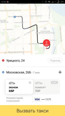 Yandex. Mapas: taxis