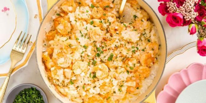 Receta para el risotto con gambas