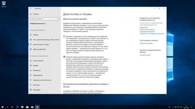 Windows 10 Redstone 4: datos de diagnóstico