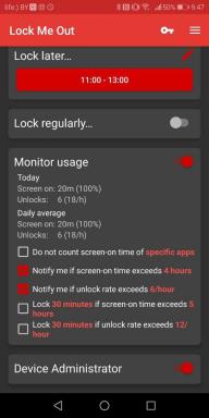 Bloqueo Me Out para Android bloquea el teléfono, si lo usa durante mucho tiempo